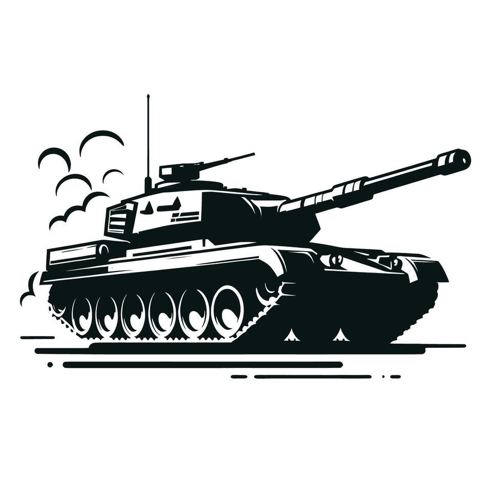 A black and white image of a tank on a white background vector