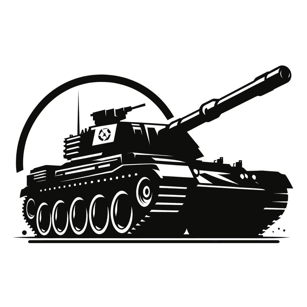 A black and white image of a tank vector