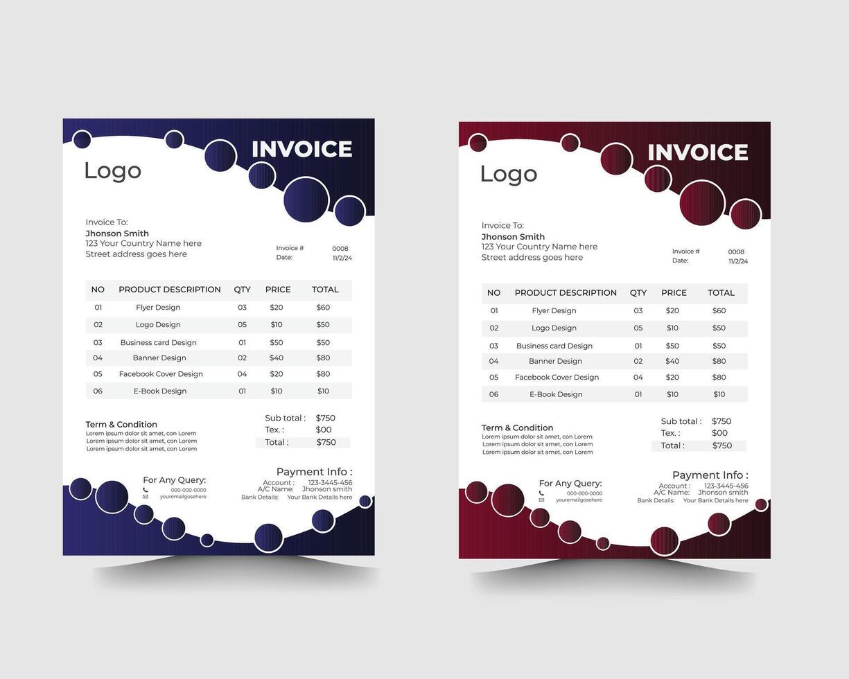 professional corporate company business invoice template vector