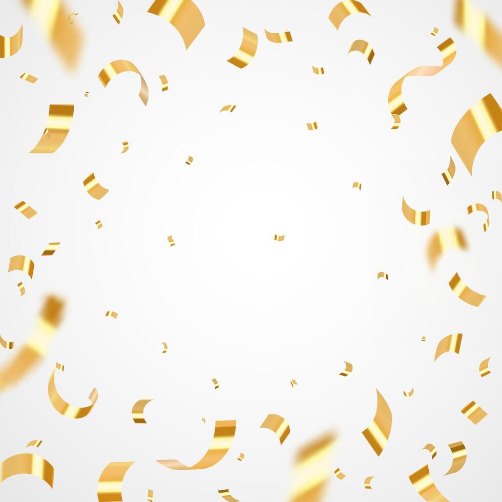 Luxury confetti flying for celebration party banner, Falling shiny gold confetti isolated on transparent background. Birthday, Holiday, New Year, Carnival festivity, confetti, vector
