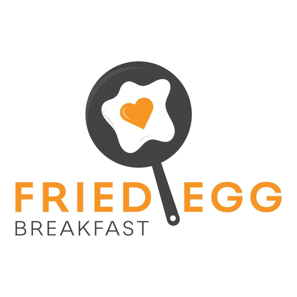 fried egg breakfast flat minimalist design logo vector