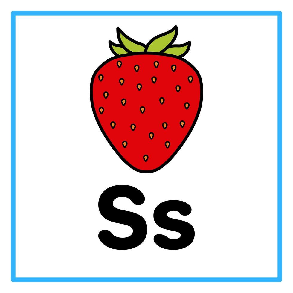 flat strawberry alfabet s illustration vector