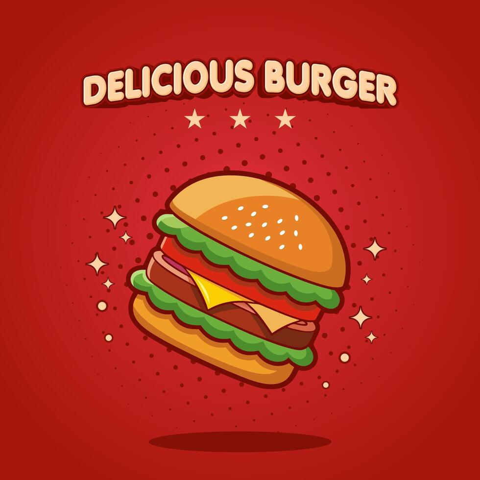 cheeseburger isolated on red background vector