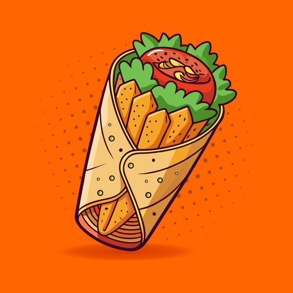 Cute kebab cartoon vector
