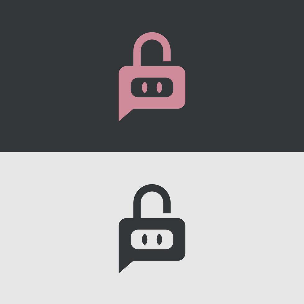 Lock pig chat logo design illustration. This logo is a combination of a lock and a pig vector