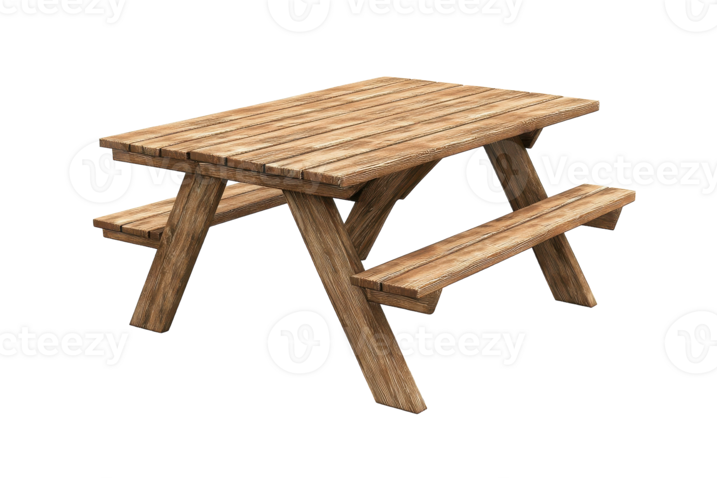 Wooden picnic table designed for outdoor gatherings in a sunny park during summer months png