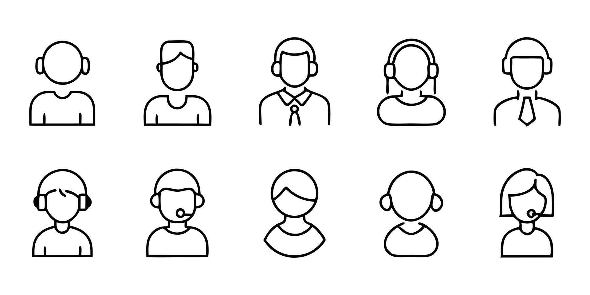 People icons set, line style, illustration vector