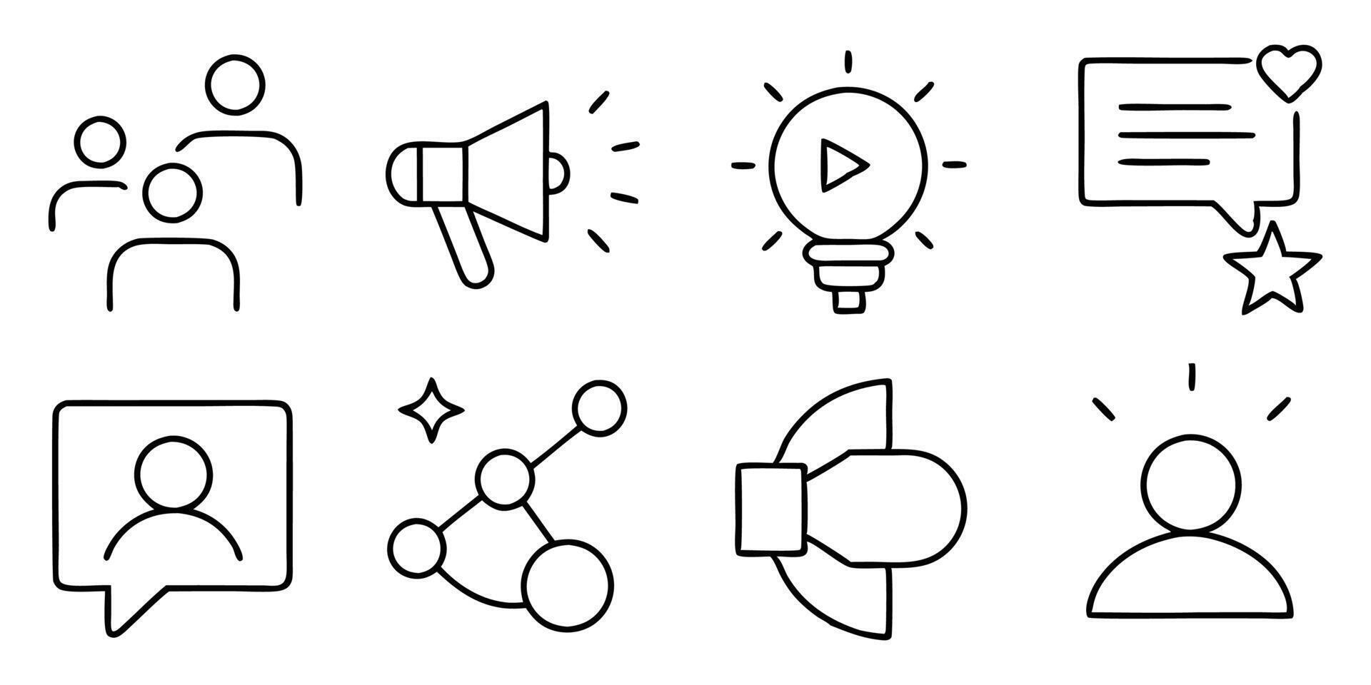 Set of Business and Marketing Line Icons on white background vector