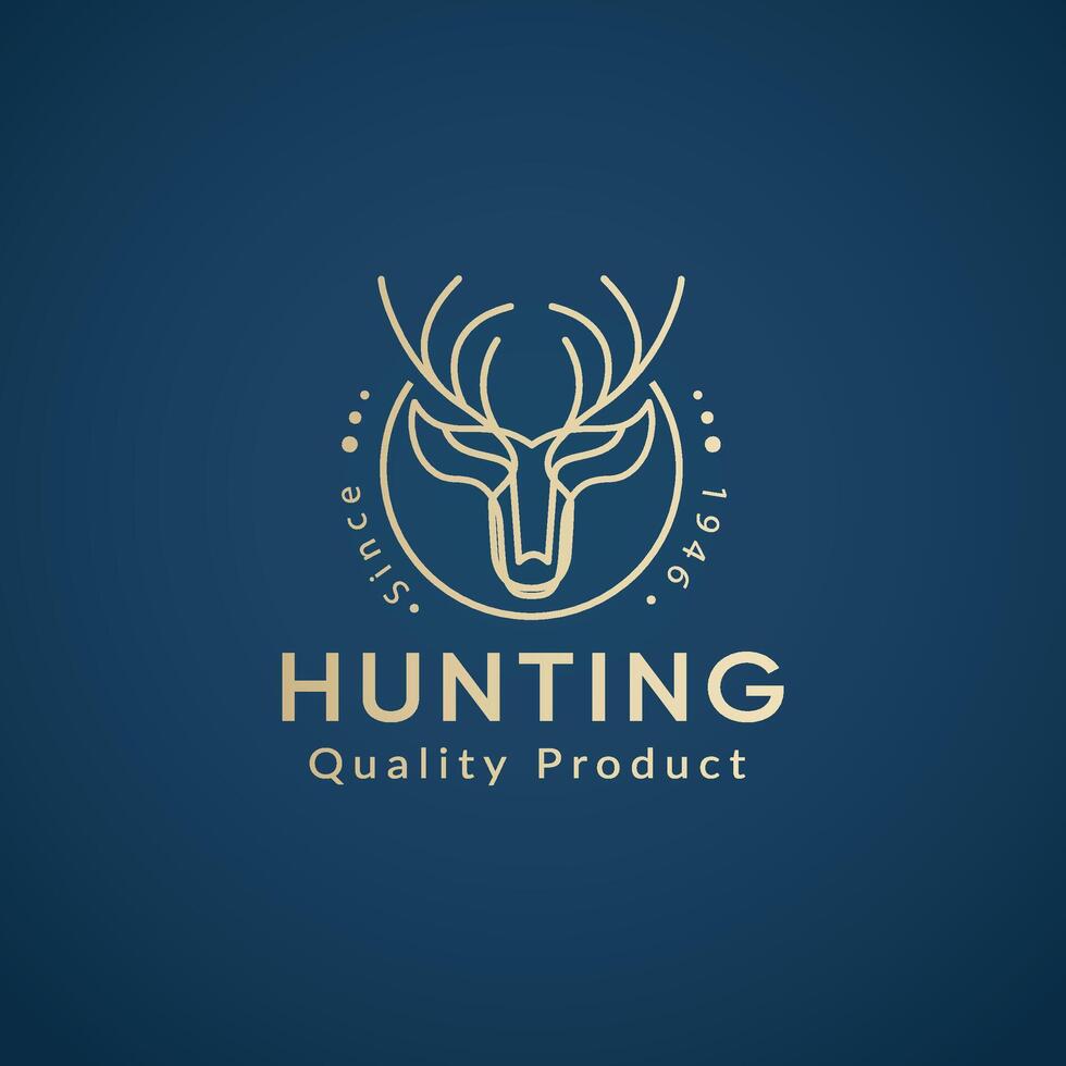 Modern hunting text typography line art trendy minimalist logo design vector
