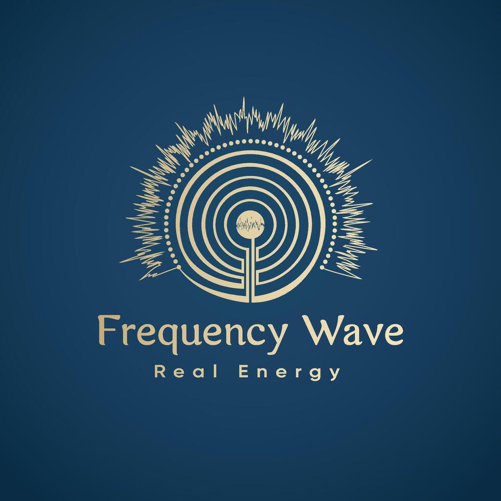 Modern text typography line art trendy simple frequency minimalist logo design vector