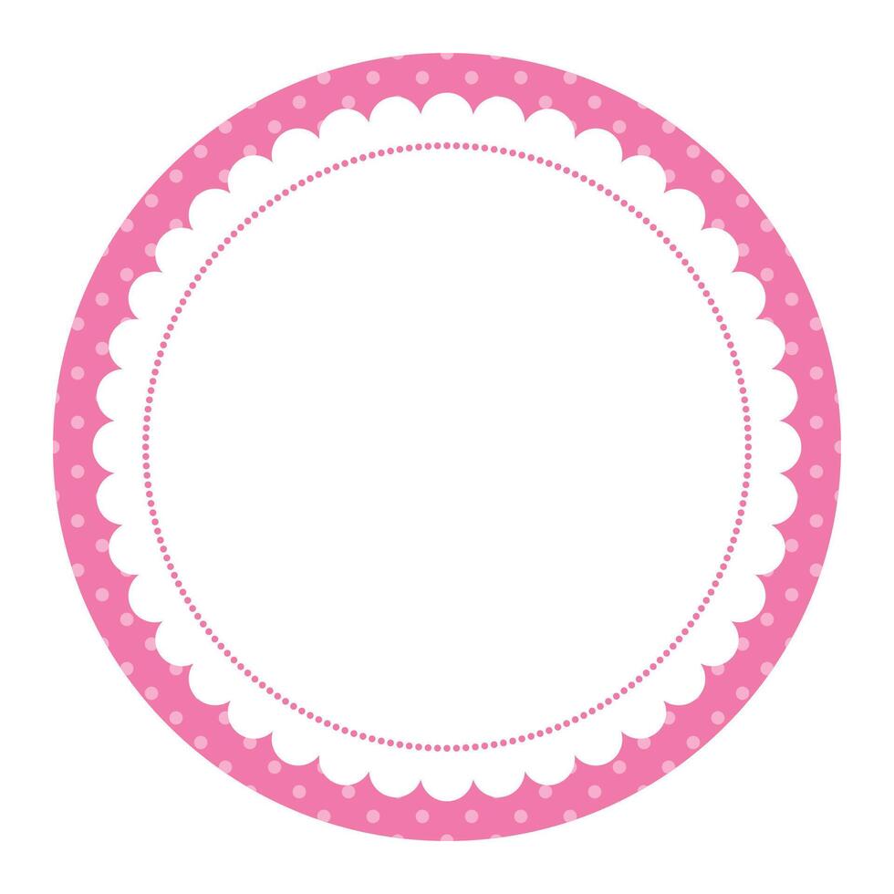 Simple Rounded Pink Blank Plain Frame With Delicate Dotted Round Border Design vector