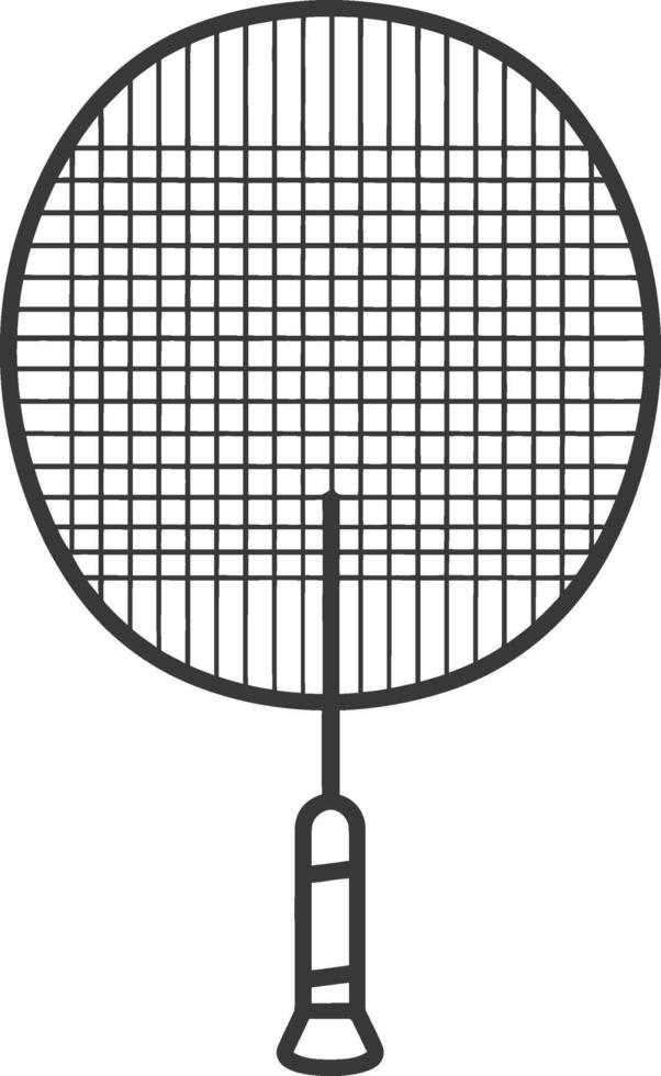 Black and White Line Drawing of a Badminton Racket vector