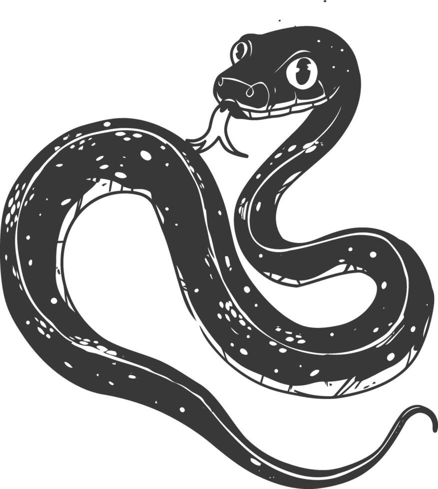 A black and white drawing of a snake vector