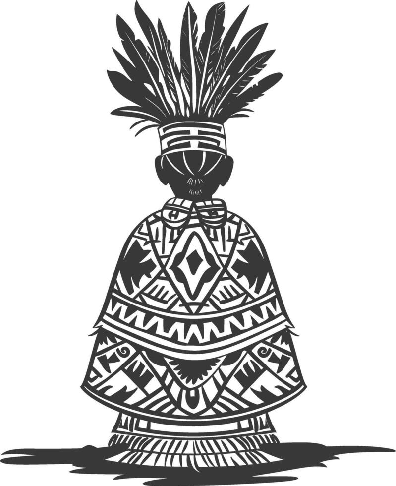 An illustration of a native american woman in a headdress vector