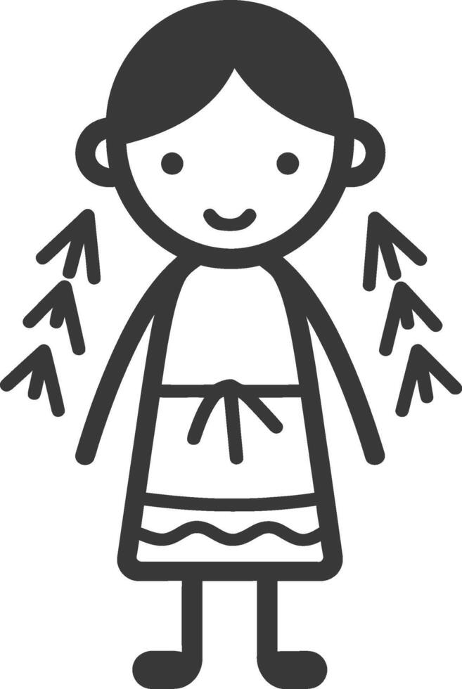 A girl with hair in a dress with arrows vector