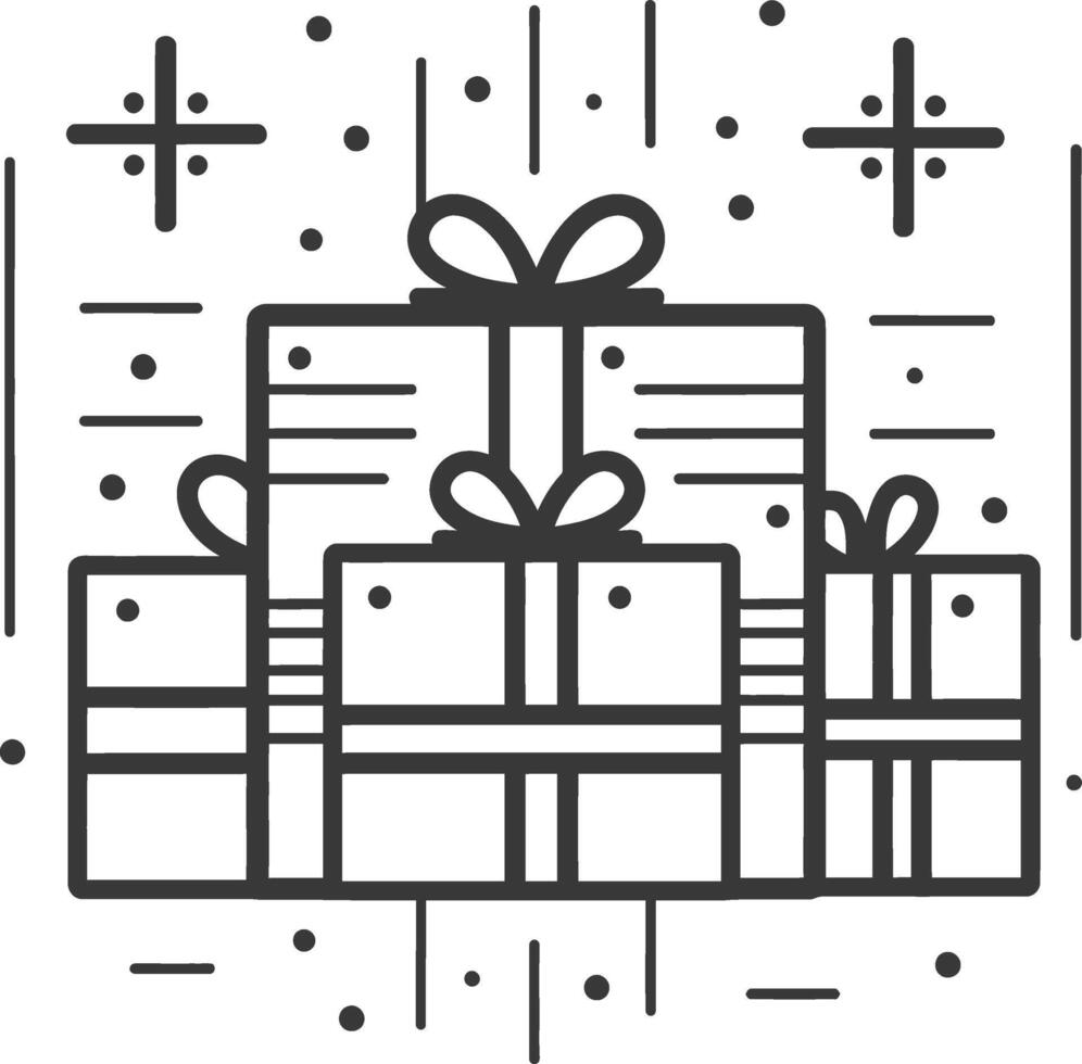 Gifts icon with a bow on top of a stack of presents vector