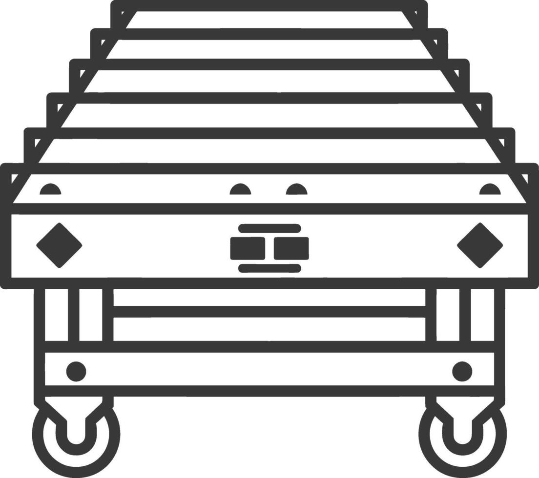 Black and White Line Drawing of a Rolling Cart vector