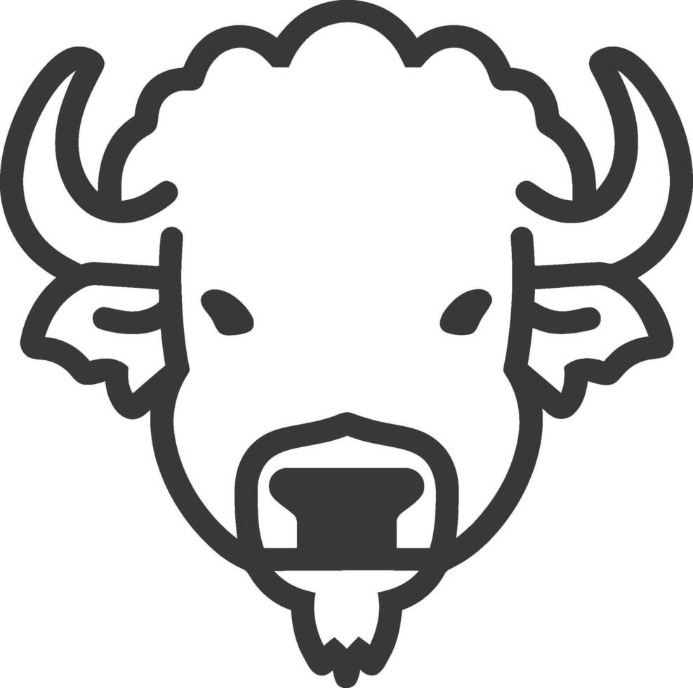 Line Drawing of a Bison Head with Horns vector
