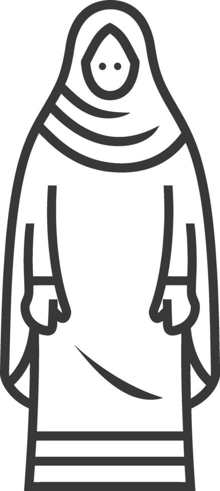 Line drawing illustration of a woman wearing hijab vector