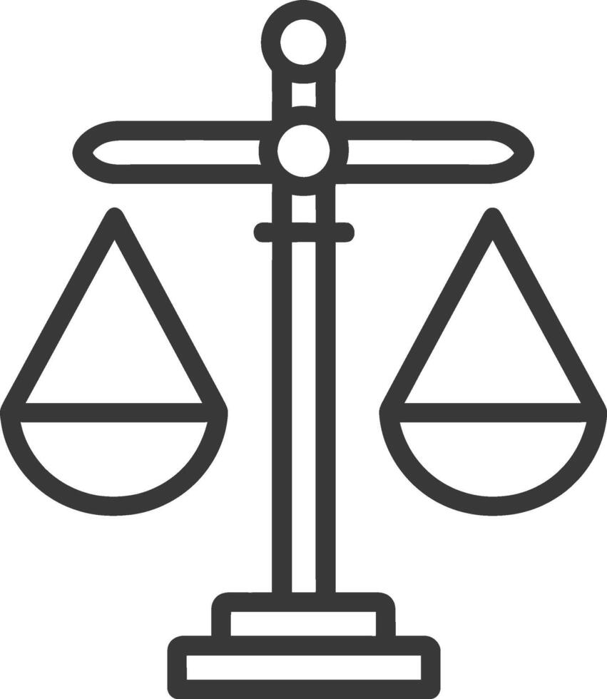 Line Drawing of a Balanced Scale with Two Trapezoidal Dishes vector