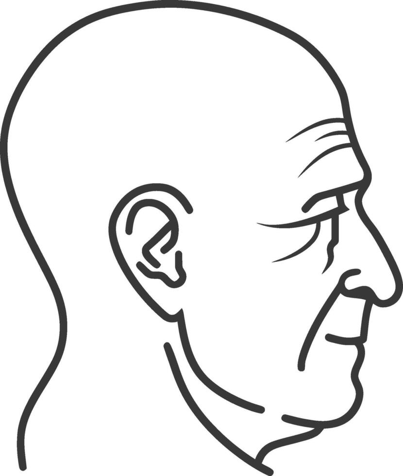 A man's head in profile, with a black outline vector