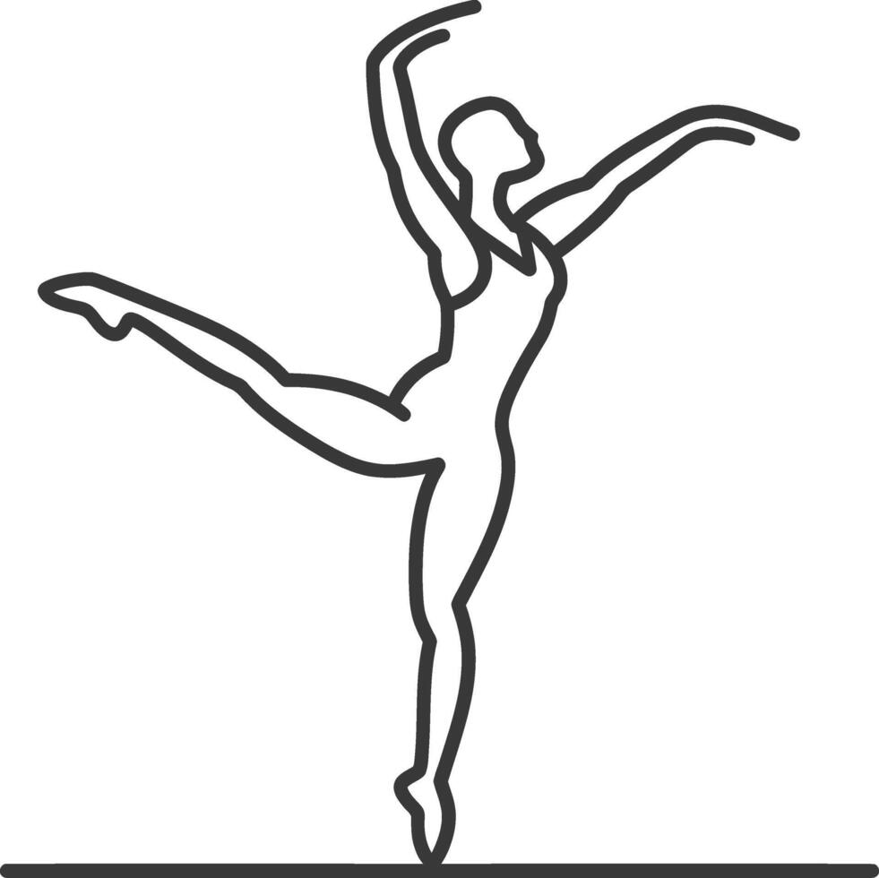 A black and white outline of a woman in ballet pose vector