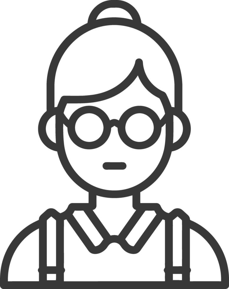 Line drawing illustration of a woman with glasses and a bun vector