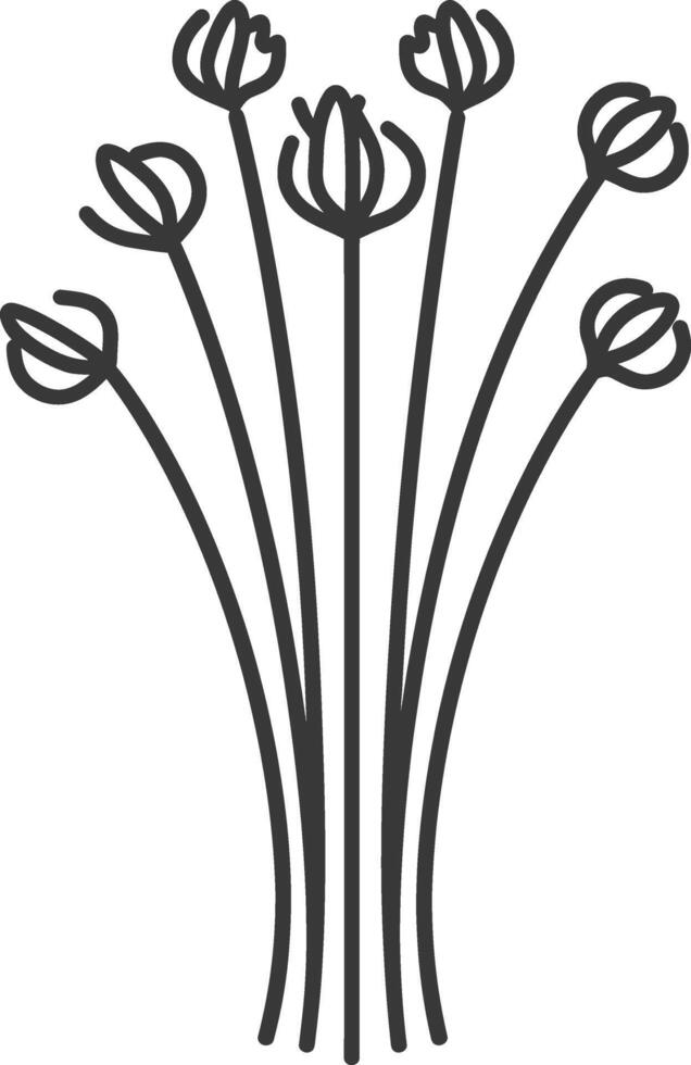 A black and white illustration of a bunch of flowers vector