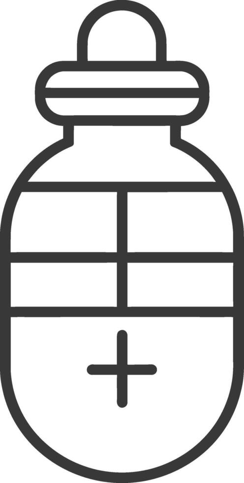 Line Drawing of a Bottle with a Plus Sign vector