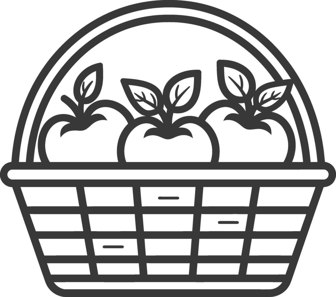 Basket with apples and leaves icon illustration vector