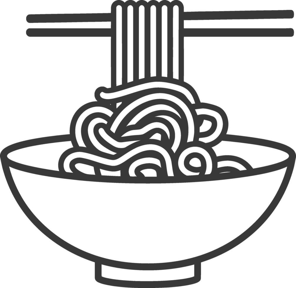 Noodles in bowl line icon illustration design vector