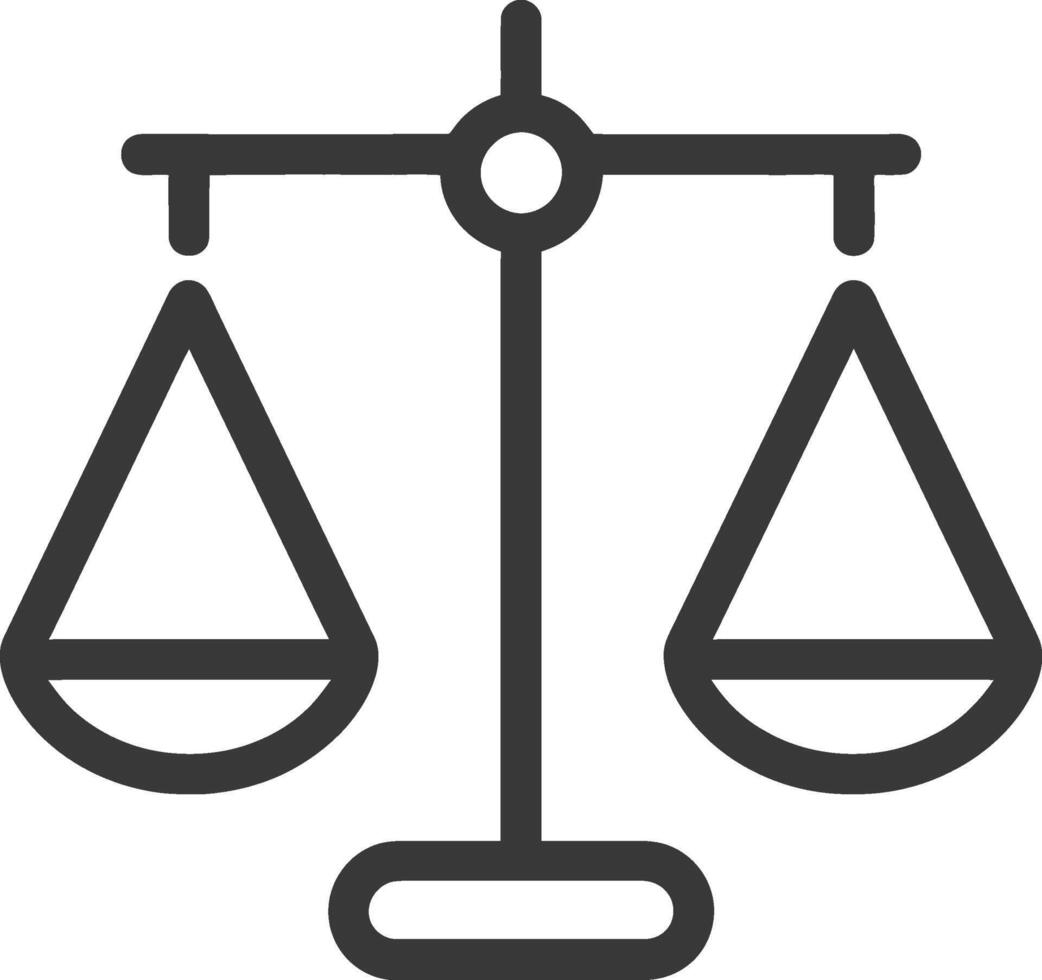 Line drawing of a balance scale with two equal sides vector