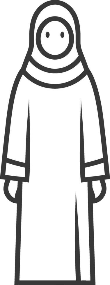 Line drawing illustration of a woman wearing a hijab vector