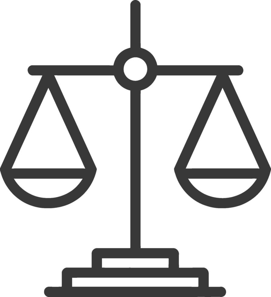 Line drawing of a balanced scale with two pans vector