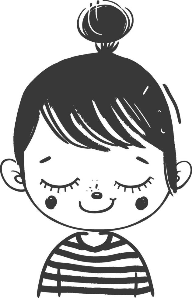 A cartoon girl with a bun in her hair vector