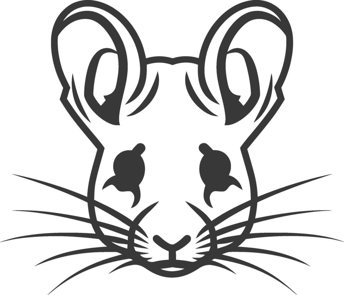 A black and white drawing of a mouse's head vector