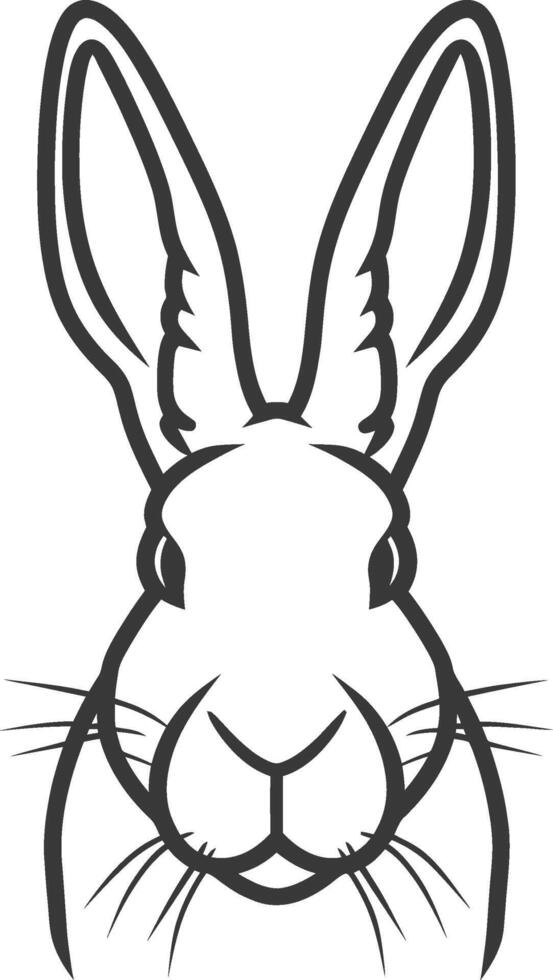 A black and white drawing of a rabbit's head vector