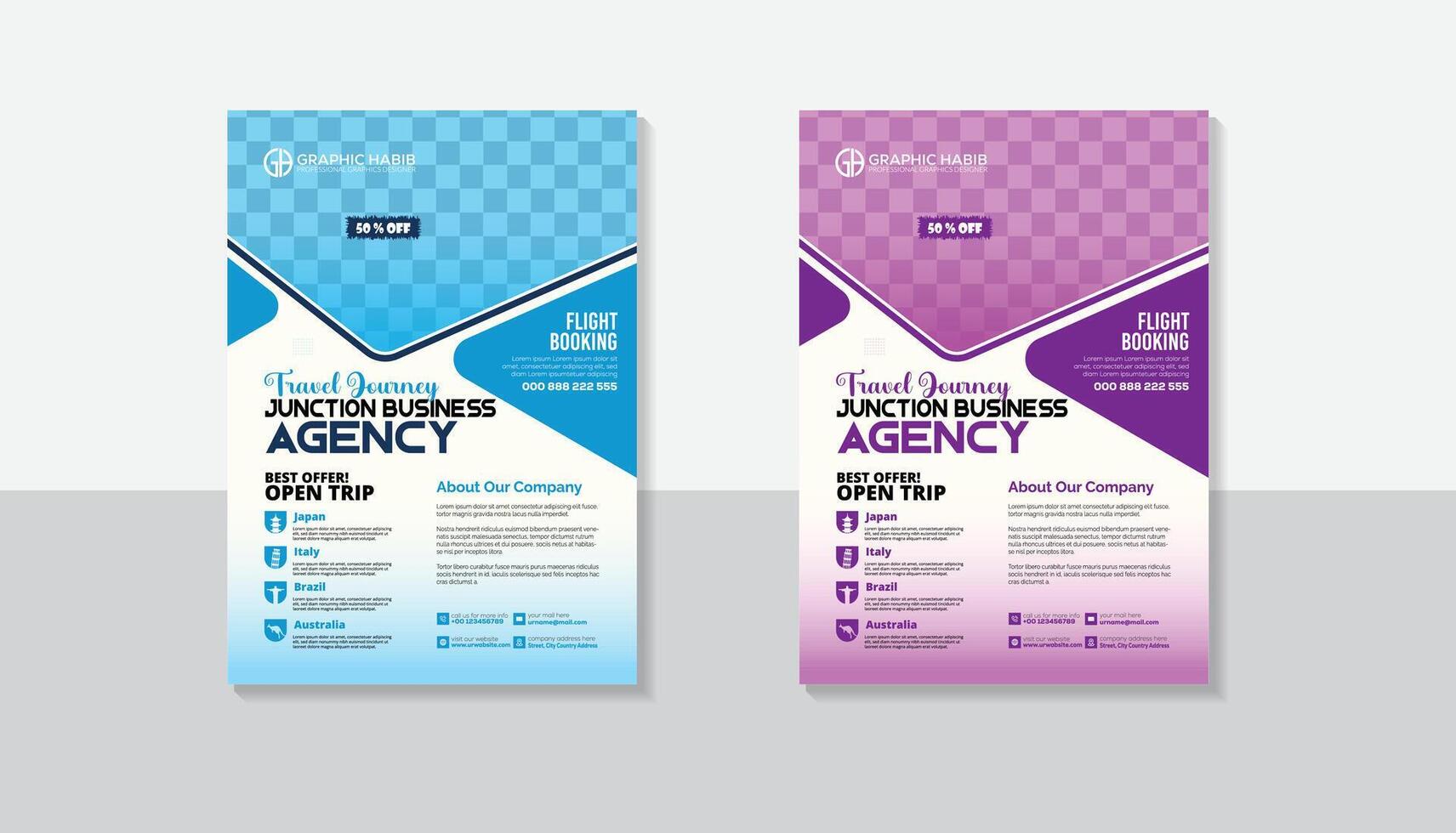 Creative Travel flyer design, with template, vector