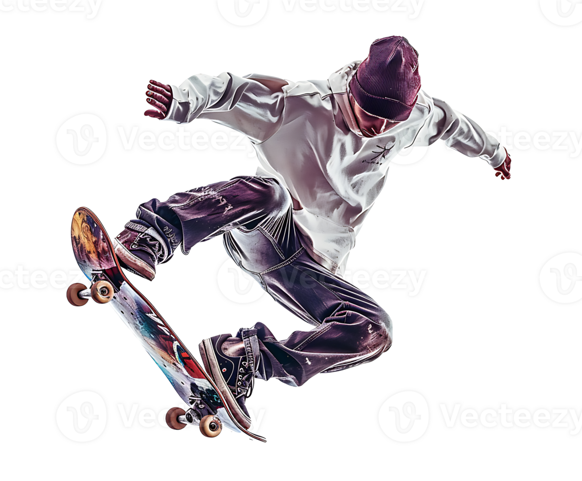 A man is doing a trick on a skateboard png