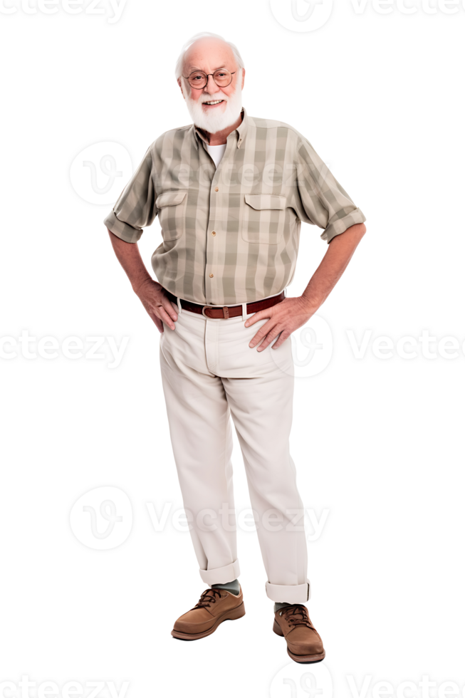 An older man standing with his hands on his hips png