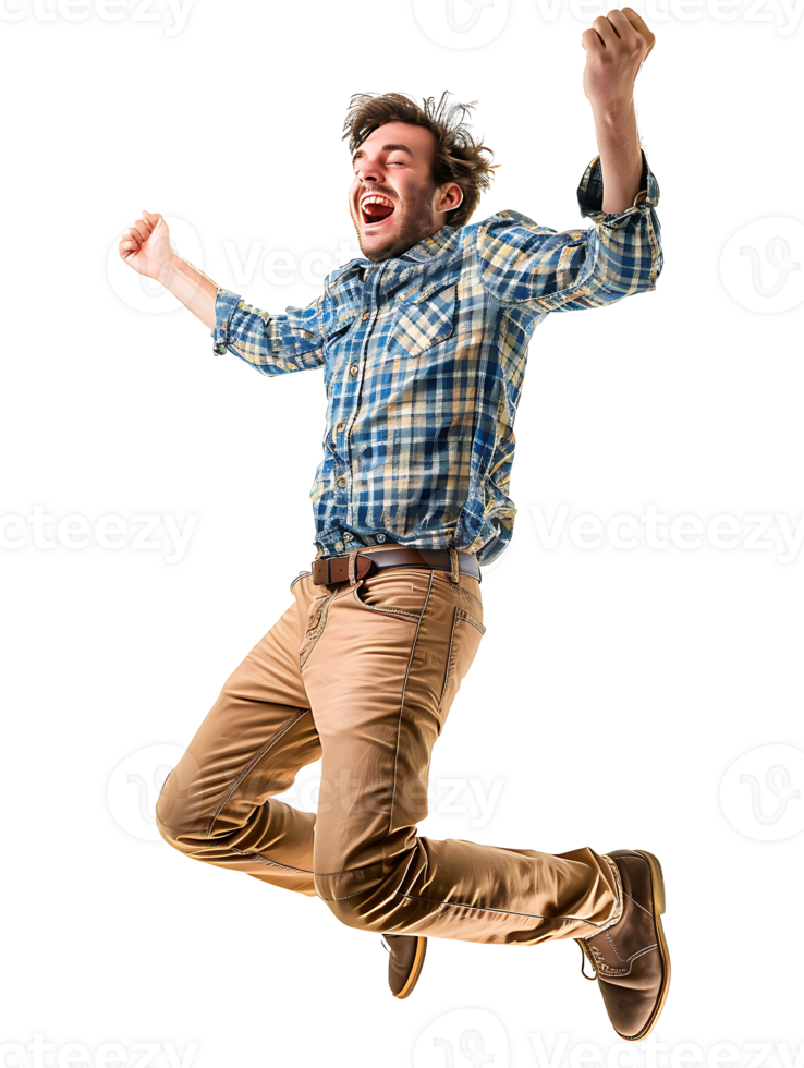 A man is jumping in the air with his arms outstretched png