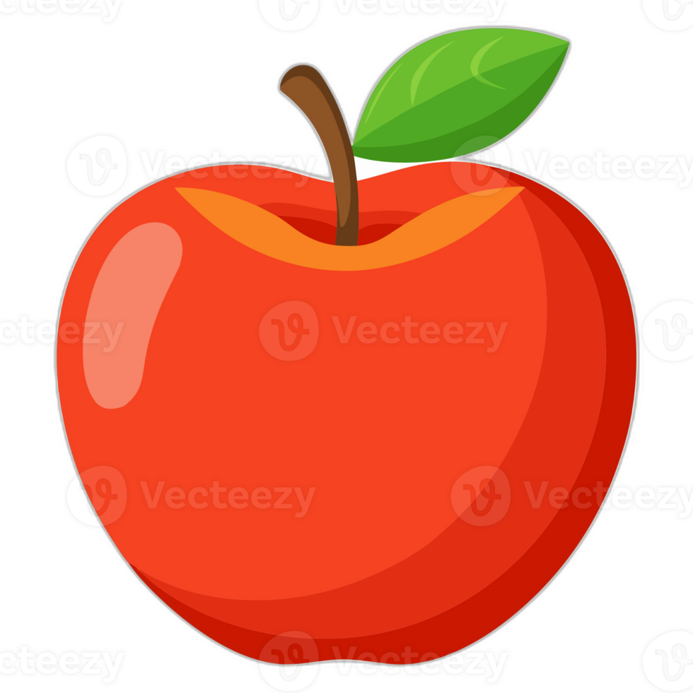 An apple with a leaf on it png