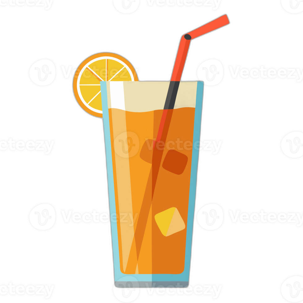 A glass of orange juice with a straw png