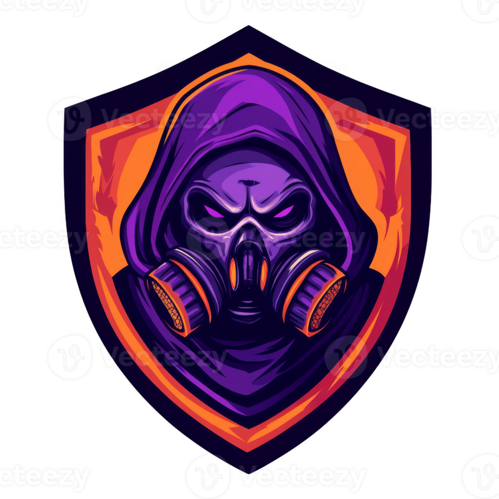 Purple Skull in Gas Mask, Illustration png