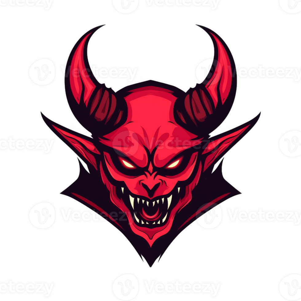 Demonic Head Illustration with Angry Expression png