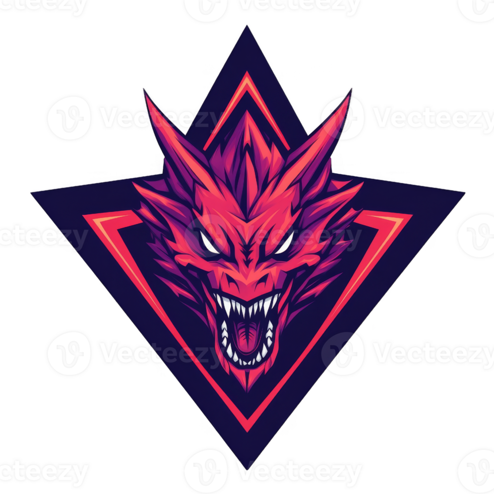 Fierce Red Dragon in a Geometric Frame png