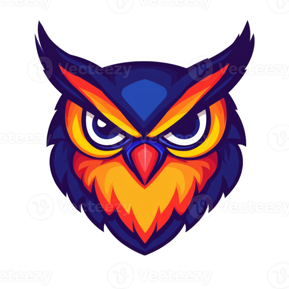 Fierce Owl Mascot Design with Bright Colors png