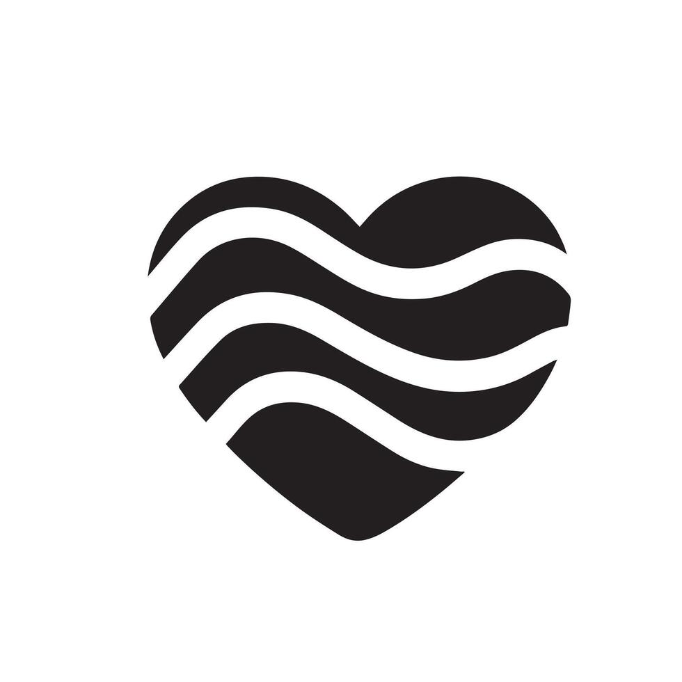 Minimalist Black Silhouette Heart Icon on White Background vector