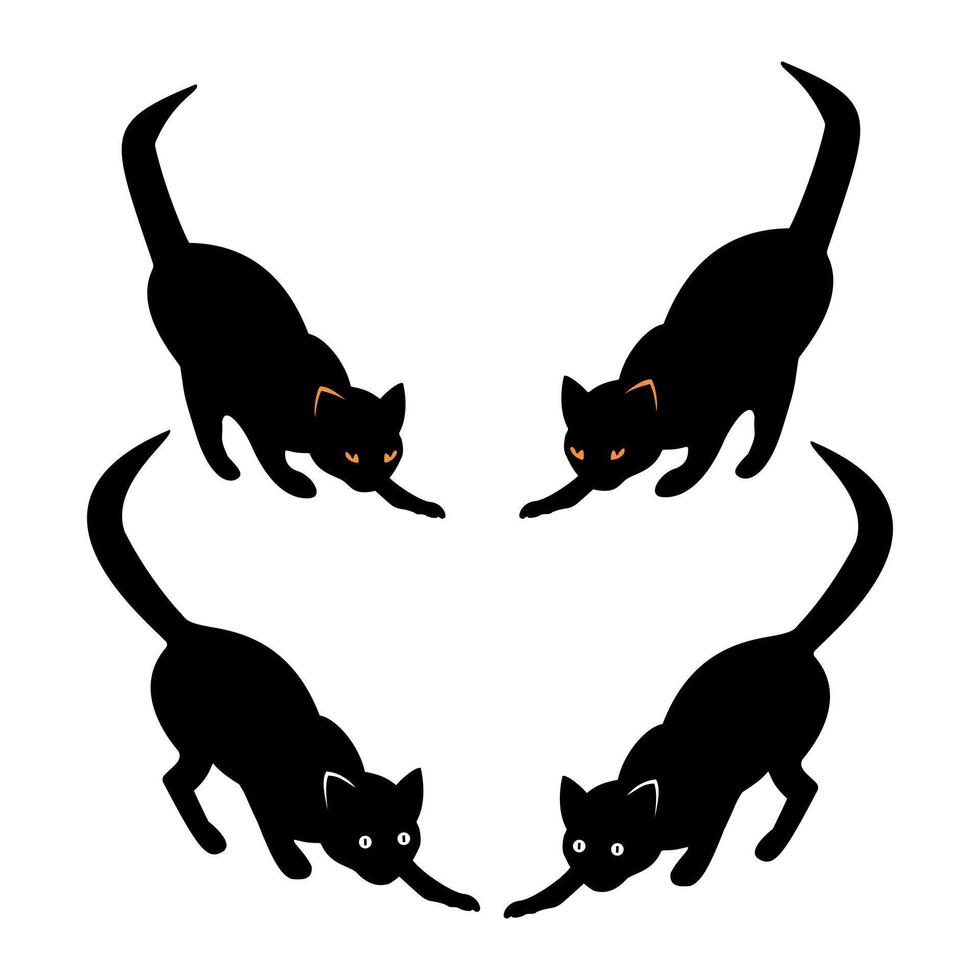 Mysterious Black Cats with Glowing Eyes for Halloween and Spooky Designs vector