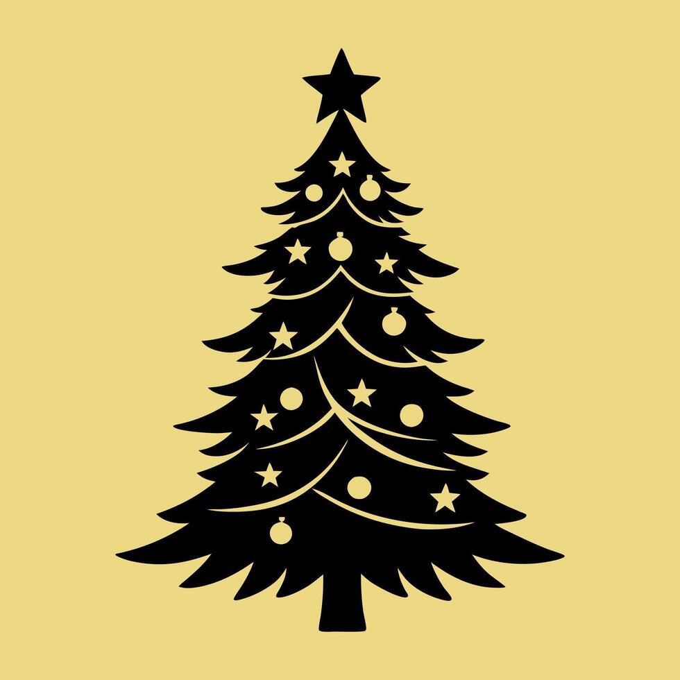 Black christmas tree silhouette illustration vector